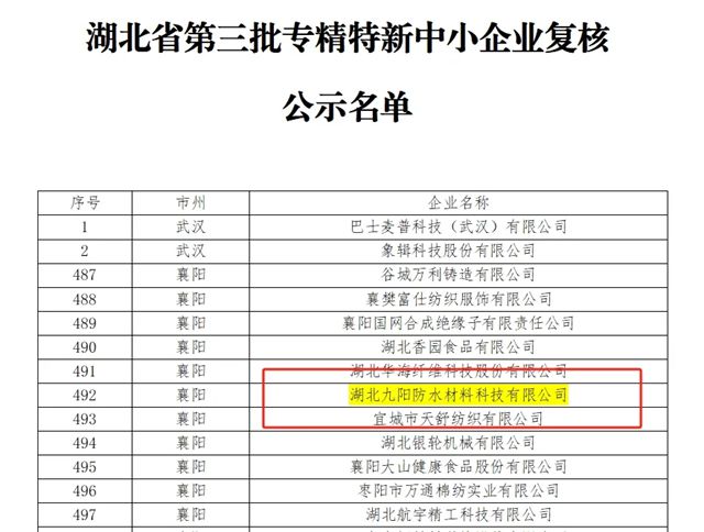 再获认定！九阳防水顺利通过湖北省专精特新企业复核