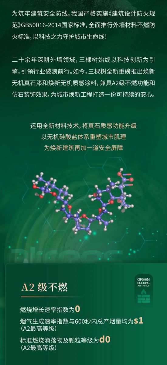 三棵树焕新无机仿石涂料重磅上市，仿石质感、A级不燃，老破小秒变豪宅外立面