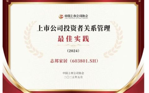 志邦家居获评“上市公司投资者关系管理最佳实践