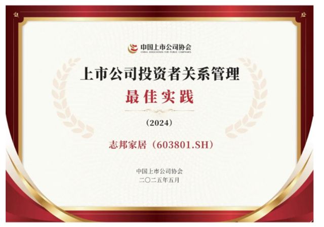 志邦家居获评“上市公司投资者关系管理最佳实践