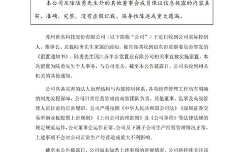 又一位“家居圈”掌舵人出事!世名科技董事长陆勇被留置
