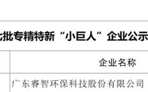 睿智环科获评国家级专精特新“小巨人”企业