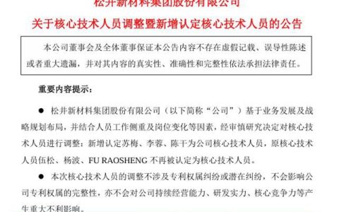 利润下滑超六成，松井股份核心技术人员“大换血”为哪般？