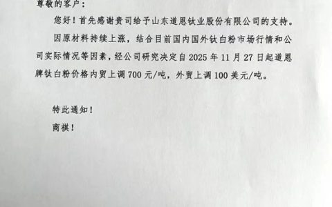 龙佰领涨！钛白粉“涨”声一片，下游跟不跟？