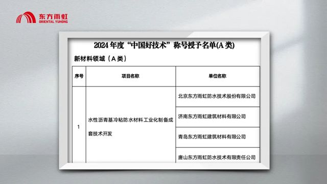 获评“中国好技术”,东方雨虹创新方案获权威认可!