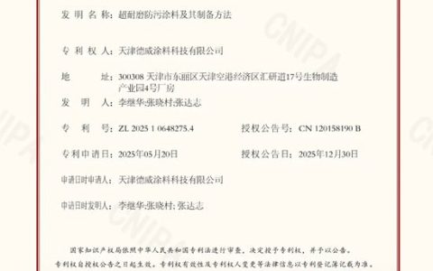 德威涂料硬质防污漆获发明专利认证：AI+技术引领船舶涂料绿色革命