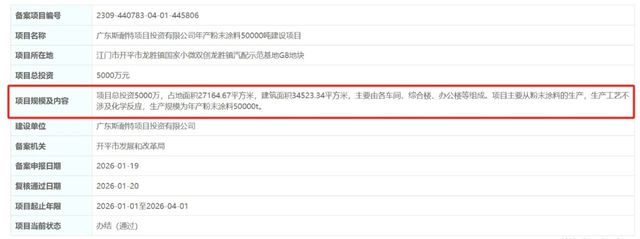 开年即加码5万吨！斯耐特项目获批，华南高端粉末涂料供应格局生变
