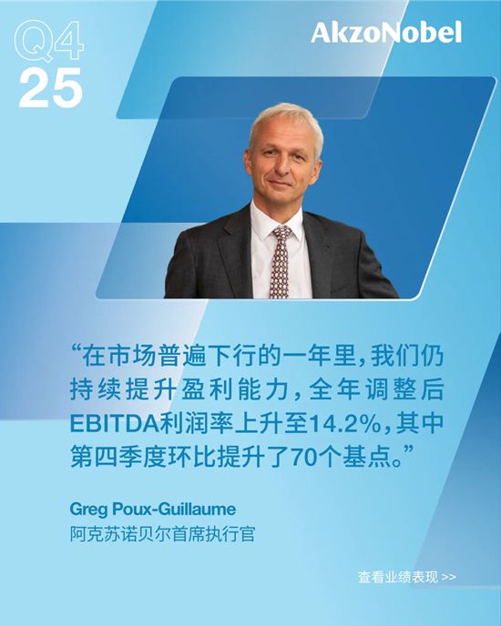 聚焦高效执行，阿克苏诺贝尔2025Q4及全年利润率持续扩张