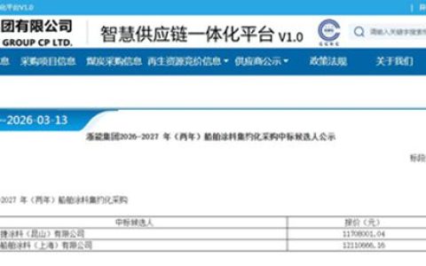千万船舶涂料大单！PPG、立邦双双入围，佐敦、海虹老人落选