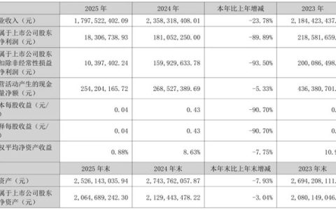 瑞尔特2025年营收17.98亿元，净利润下滑近九成