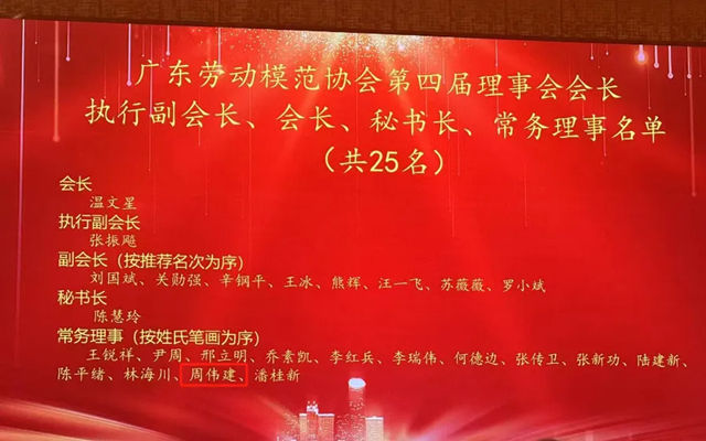 美涂士集团董事长周伟建当选广东省劳模协会常务理事，以省级荣誉为阶，劳模精神再塑企业高质量发展新标杆！