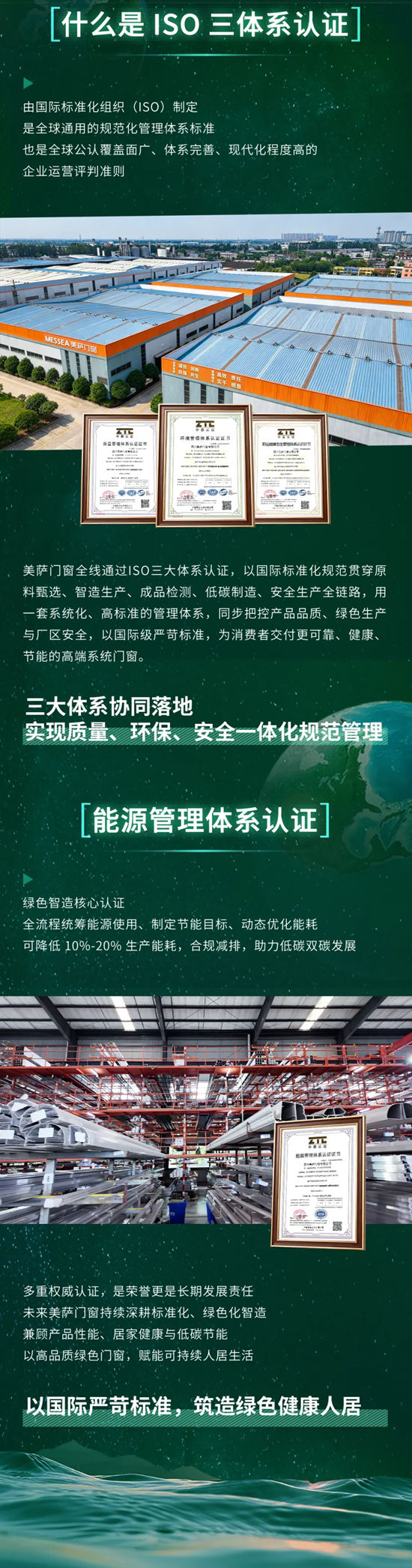 美萨门窗荣获ISO三体系认证 + 能源管理体系认证